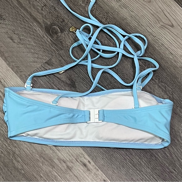Lazy Oaf Daisy Boob Baby Blue Bikini Top Double Straps Bandeau Size Small - Picture 8 of 14